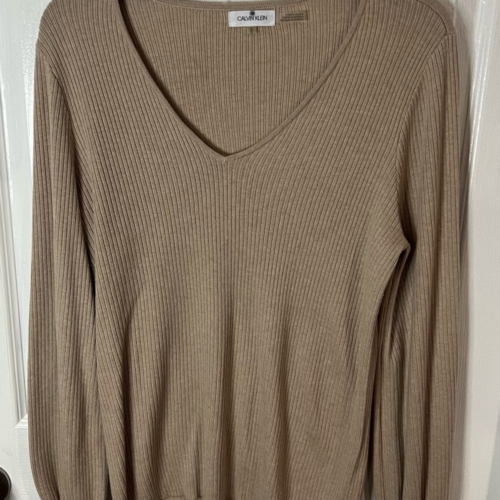 Calvin Klein Beige Ribbed Sweater